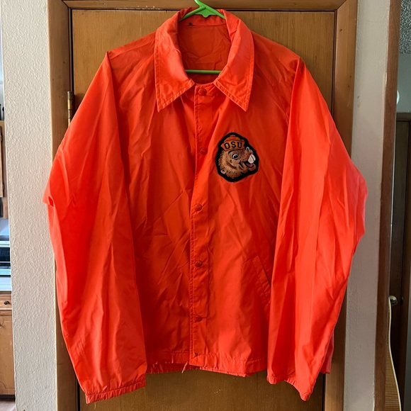 Vintage OSU Beavers Raincoat with hand-stitched Felt Patch - Picture 1 of 4